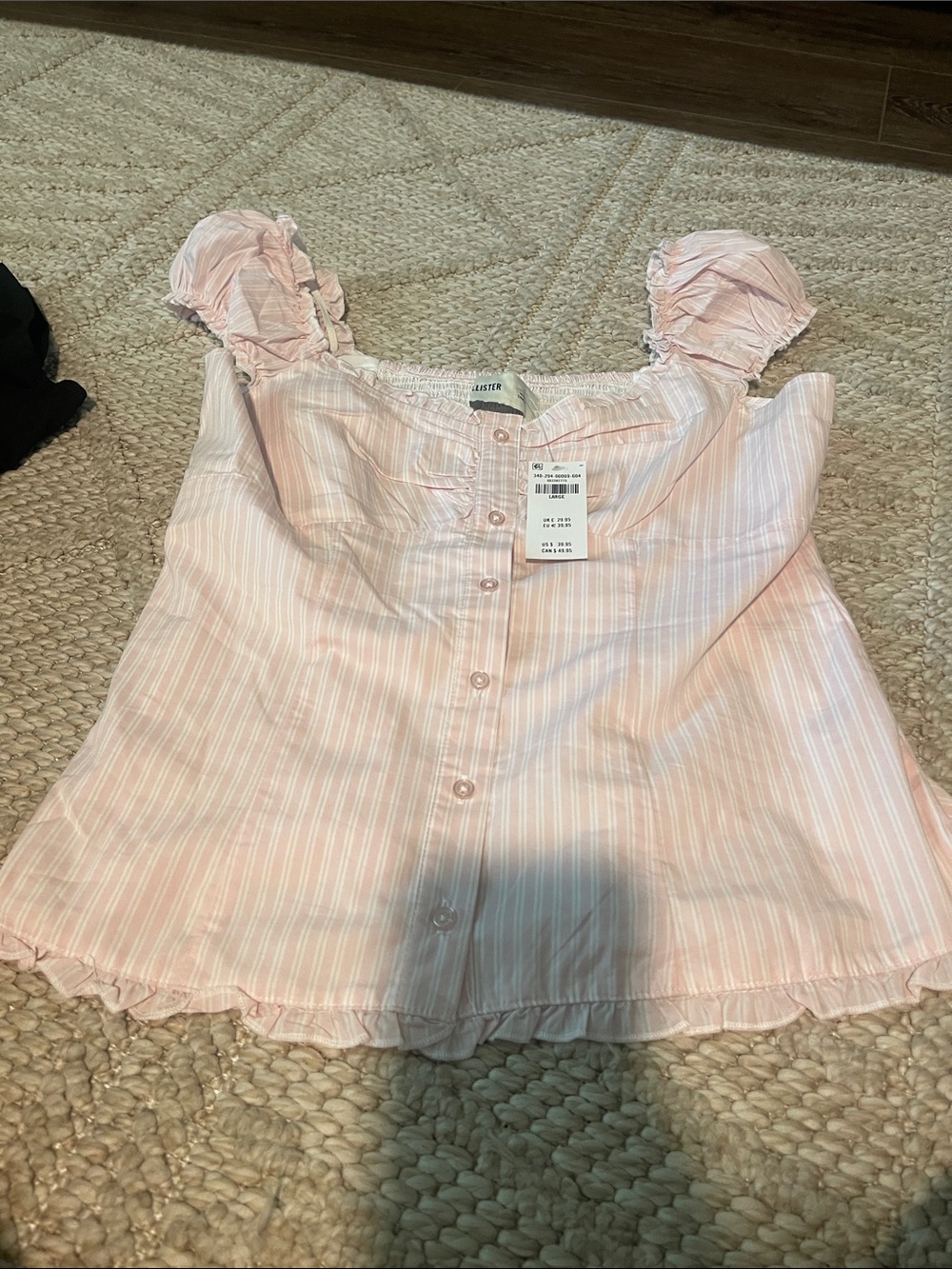 Hollister Soft Pink Striped Ruffle Tank Top - teen